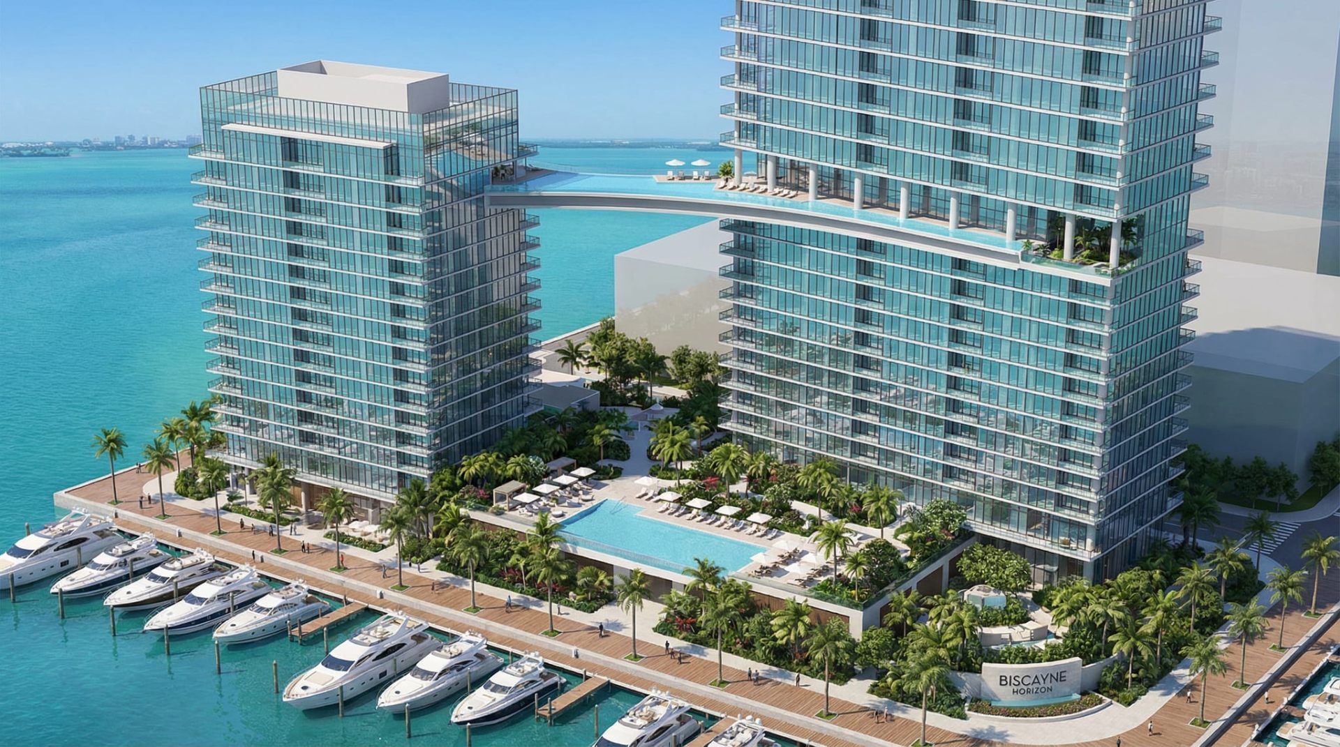 Vista aérea 3D de promoción residencial junto al mar